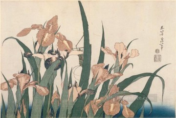  Hokusai Pintura al %C3%B3leo - lirios y saltamontes Katsushika Hokusai japonés